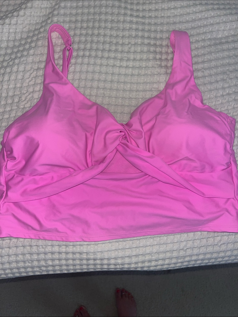 Pink Twist-Front tankini top
